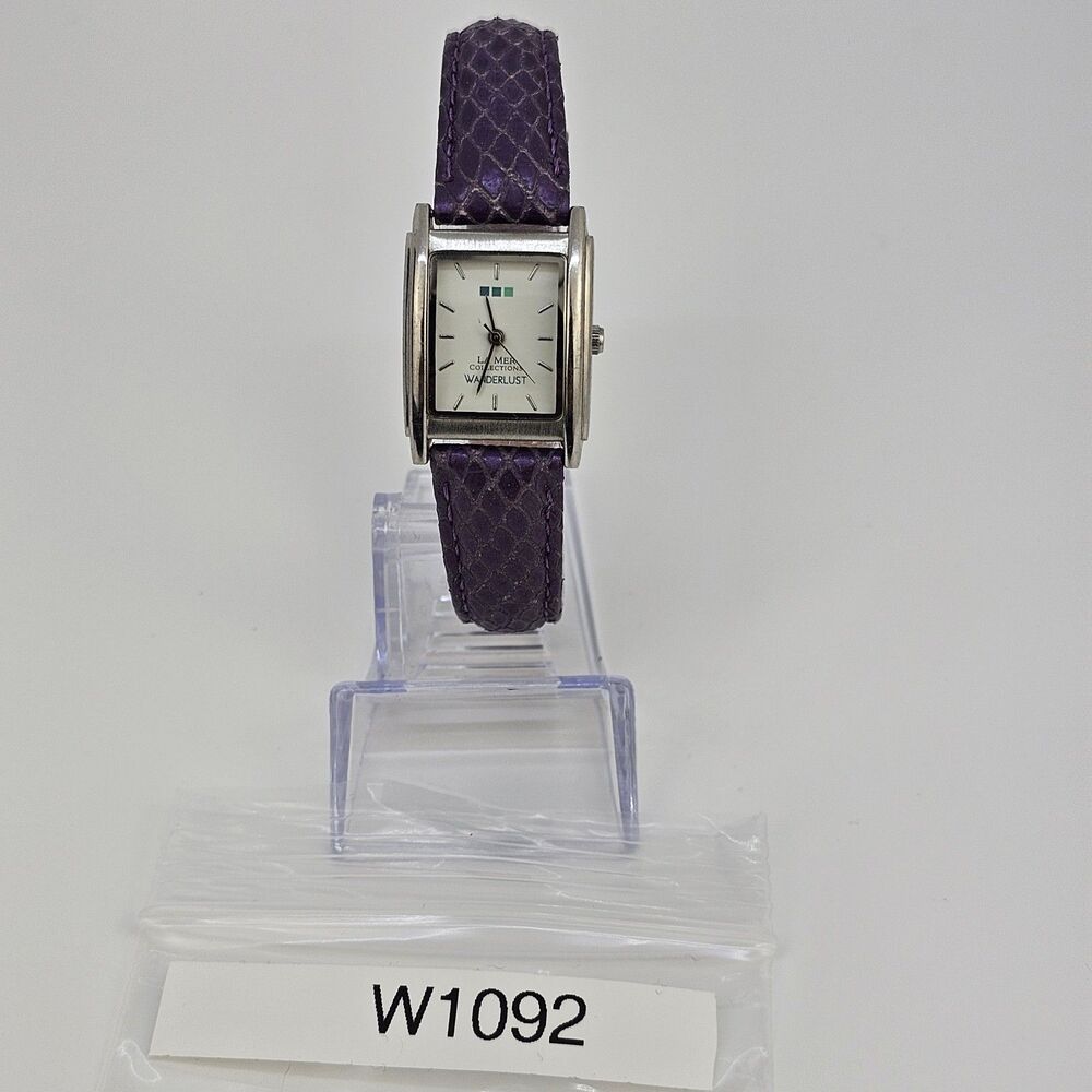 La Mer Collection Women's Watch 22MM White Dial Purple Leather Bands New Battery - Picture 14 of 14